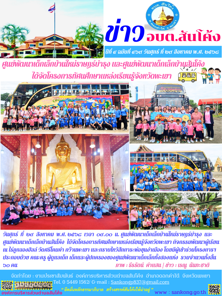 โครงการทัศนศึกษาแหล่งเรียนรู้จังหวัดพะเยา กิจกรรมพัฒนาผู้เรียน  ณ ไร่ภูกลองฮิลล์ วัดศรีโคมคำ กว๊านพะเยา และกราบไหว้สักการะพ่อขุนงำเมือง